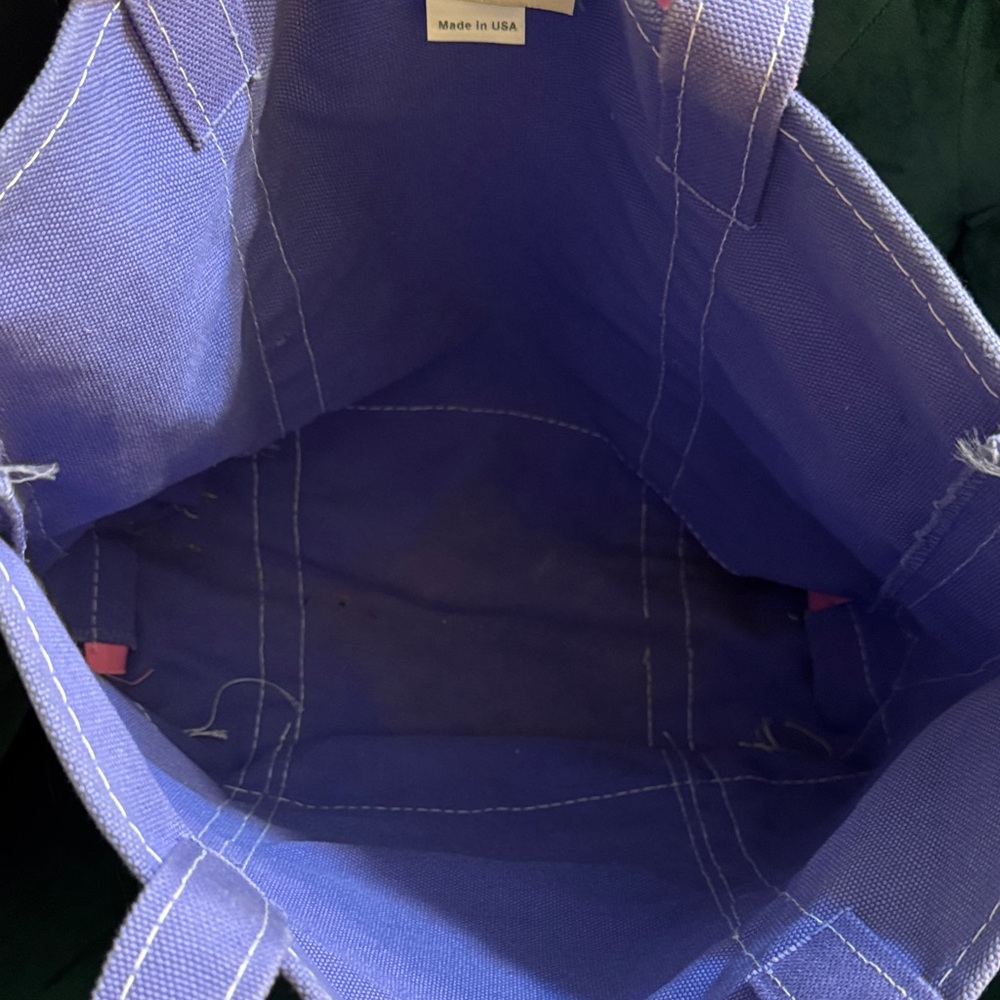 Vintage L.L. Bean “CAL” initials Purple Canvas Tote with Pink Trim and Heart - Picture 3 of 4